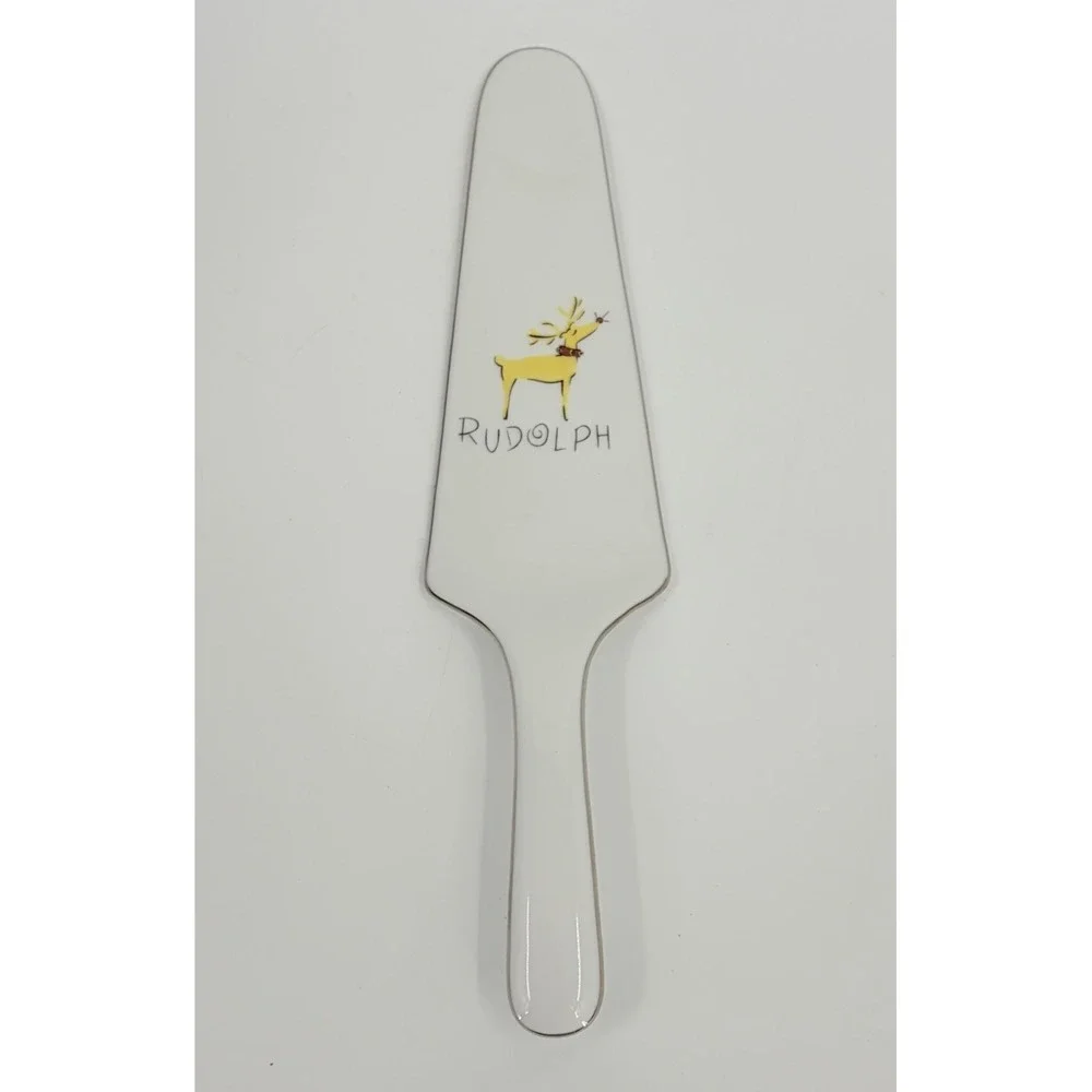 Pottery Barn Rudolph Reindeer Pie Cake Server Spatula Christmas Porcelain
